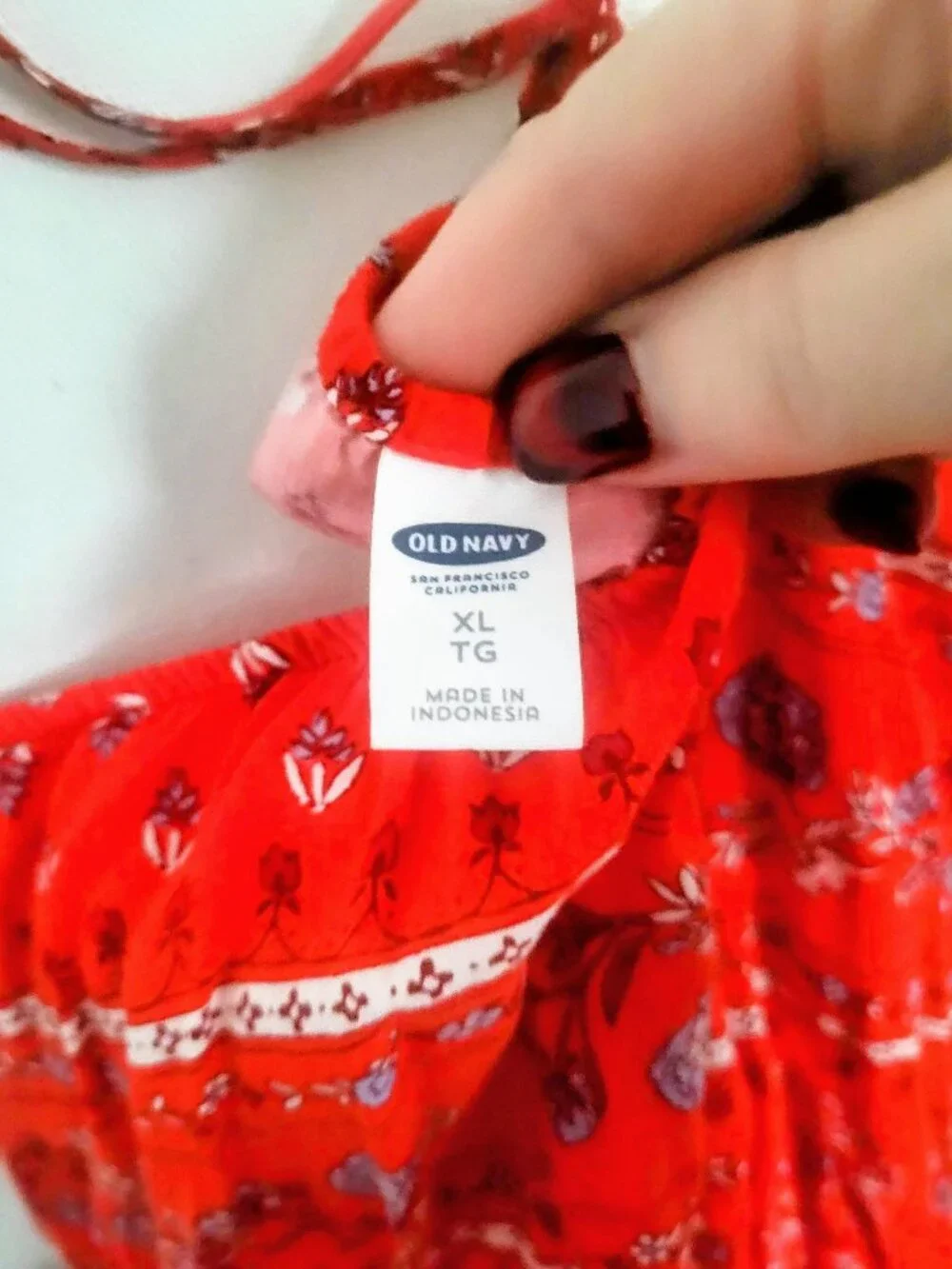 Brand New--Old Navy Red Paisley Maxi Dress with Border Print - Picture 3 of 6